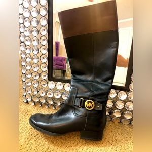 Michael Kors Two-Tone Riding Boots, Size 7.5